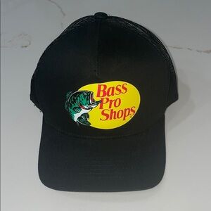 Bass Pro Shops Black Trucker Hat with Yellow Logo | OS
